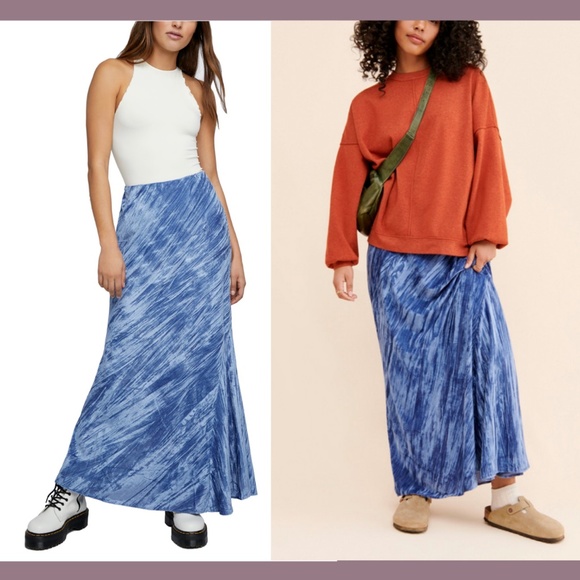 NWT Free People [ Large ] Not Velvet Skirt in Light Night Blue - Picture 4 of 12